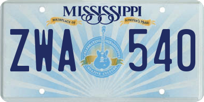 MS license plate ZWA540