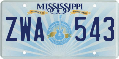 MS license plate ZWA543
