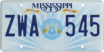 MS license plate ZWA545