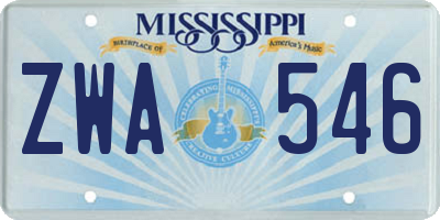MS license plate ZWA546