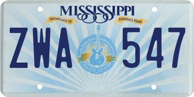 MS license plate ZWA547
