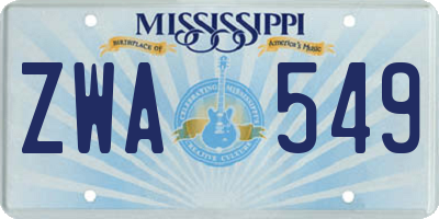 MS license plate ZWA549