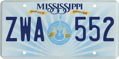 MS license plate ZWA552