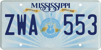 MS license plate ZWA553