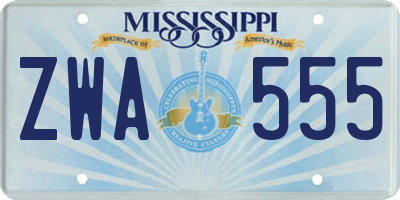 MS license plate ZWA555