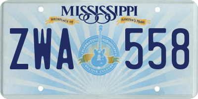 MS license plate ZWA558