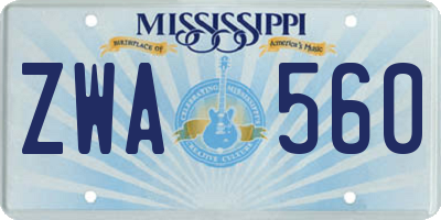 MS license plate ZWA560