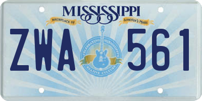 MS license plate ZWA561