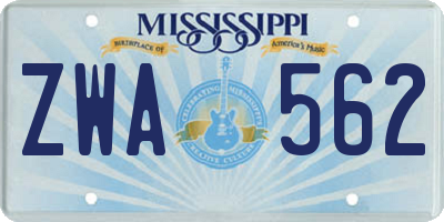 MS license plate ZWA562