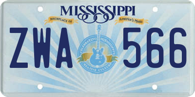 MS license plate ZWA566