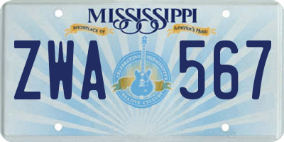 MS license plate ZWA567