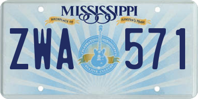 MS license plate ZWA571
