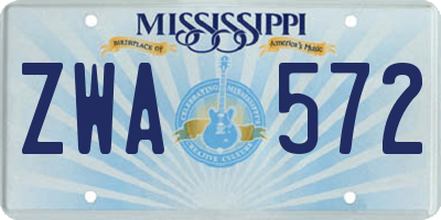 MS license plate ZWA572