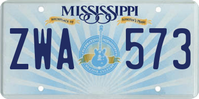 MS license plate ZWA573