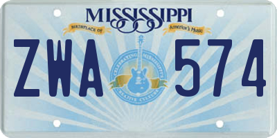 MS license plate ZWA574