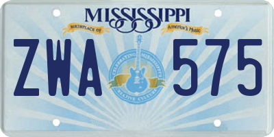 MS license plate ZWA575
