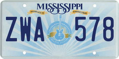 MS license plate ZWA578