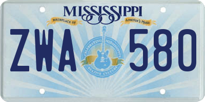 MS license plate ZWA580