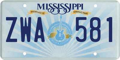 MS license plate ZWA581