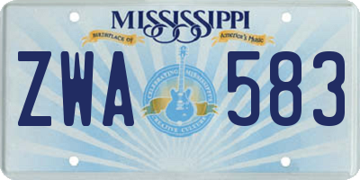 MS license plate ZWA583