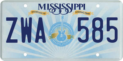MS license plate ZWA585