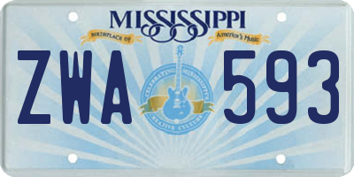 MS license plate ZWA593