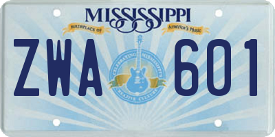 MS license plate ZWA601