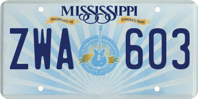 MS license plate ZWA603