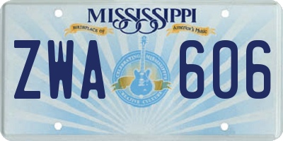 MS license plate ZWA606