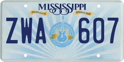 MS license plate ZWA607