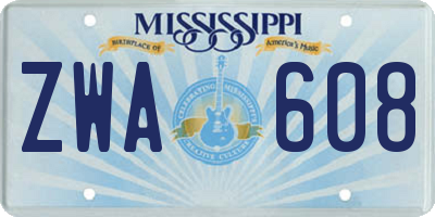 MS license plate ZWA608