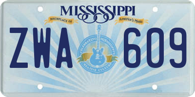 MS license plate ZWA609