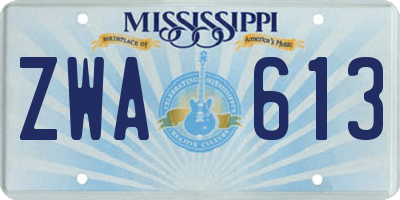 MS license plate ZWA613