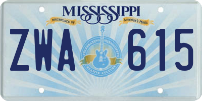 MS license plate ZWA615