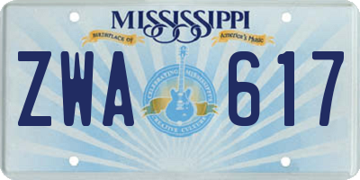 MS license plate ZWA617