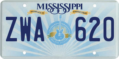 MS license plate ZWA620