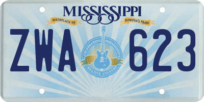 MS license plate ZWA623