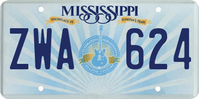 MS license plate ZWA624