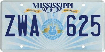 MS license plate ZWA625