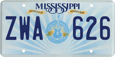 MS license plate ZWA626