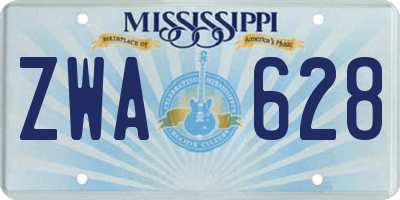 MS license plate ZWA628
