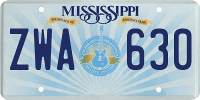 MS license plate ZWA630