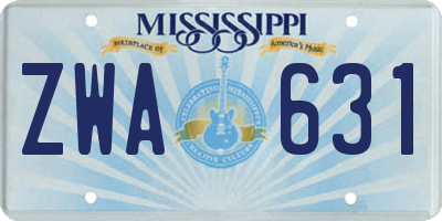 MS license plate ZWA631