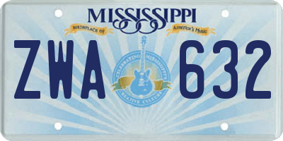 MS license plate ZWA632