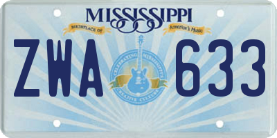 MS license plate ZWA633