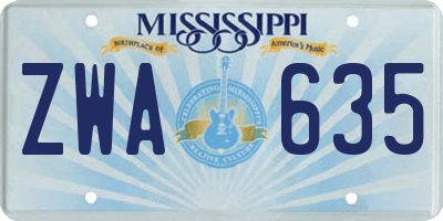 MS license plate ZWA635