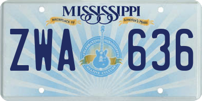 MS license plate ZWA636