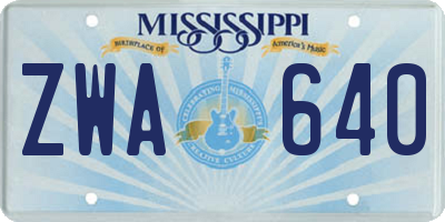 MS license plate ZWA640