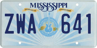 MS license plate ZWA641