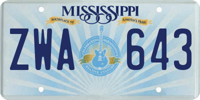 MS license plate ZWA643